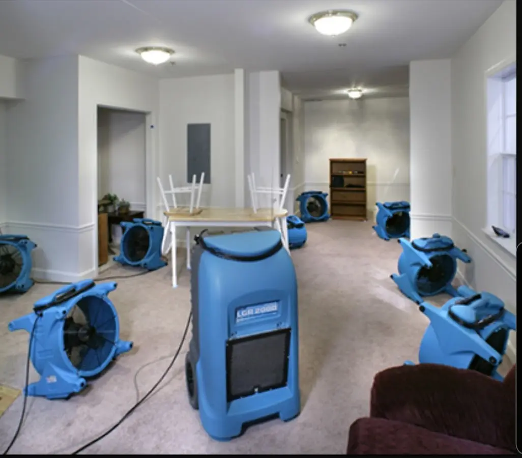 Air movers and dehumidifier setup for Water Damage Restoration in Penn Hills