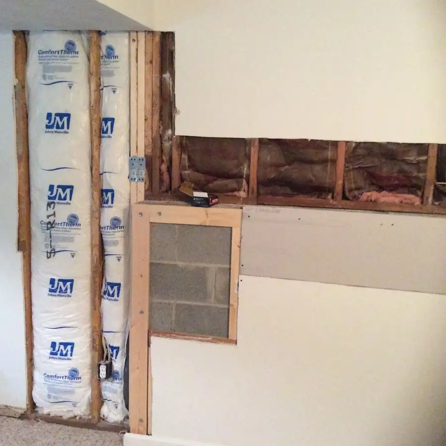 Wall insulation replacement during Basement Flood Cleanup in Penn Hills